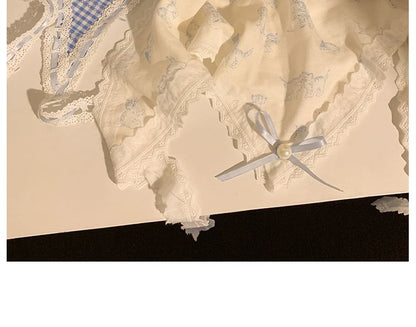 Print Headkerchief Lace / Set Trim Scrunchie