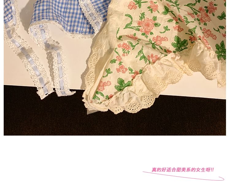 Print Headkerchief Lace / Set Trim Scrunchie