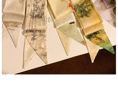 Tie Hair Scarf Narrow Print