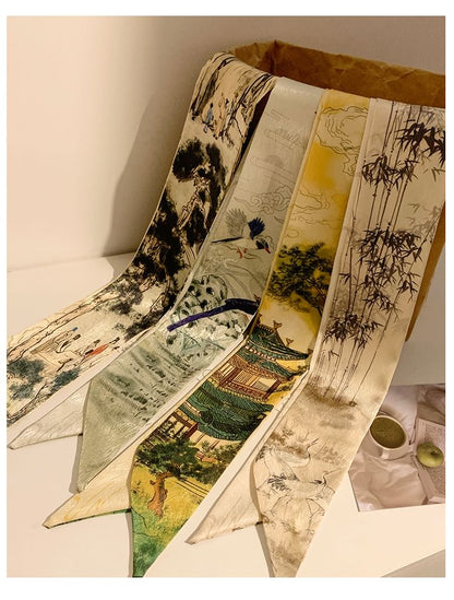 Tie Hair Scarf Narrow Print