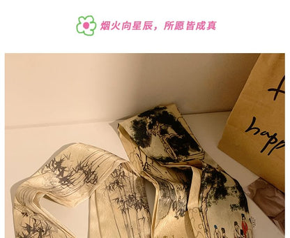 Tie Hair Scarf Narrow Print