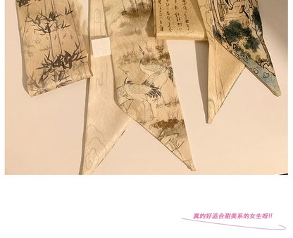 Tie Hair Scarf Narrow Print