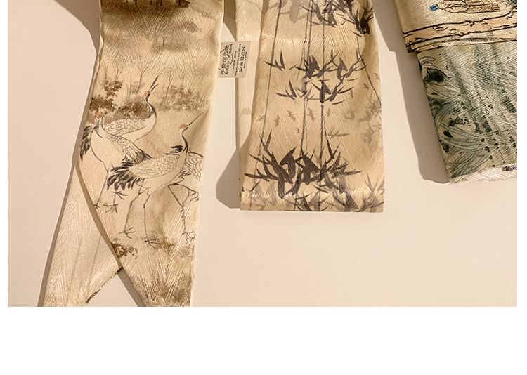 Tie Hair Scarf Narrow Print