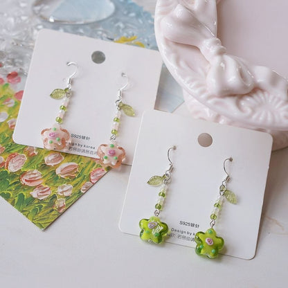 Earring Floral Dangle Alloy