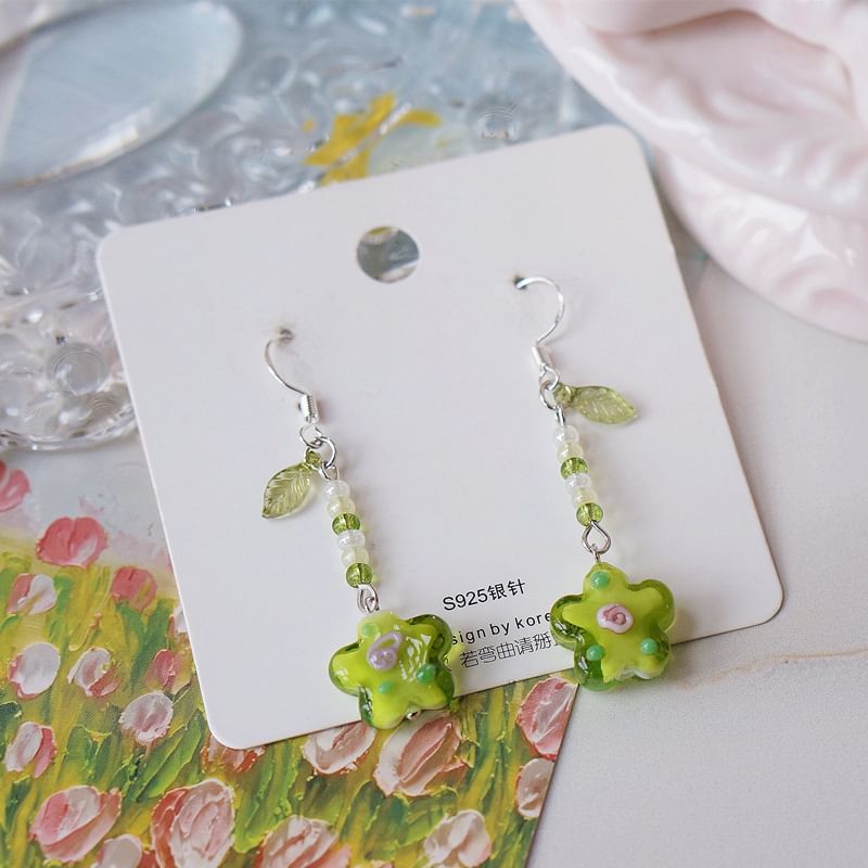 Earring Floral Dangle Alloy