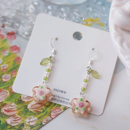Earring Floral Dangle Alloy
