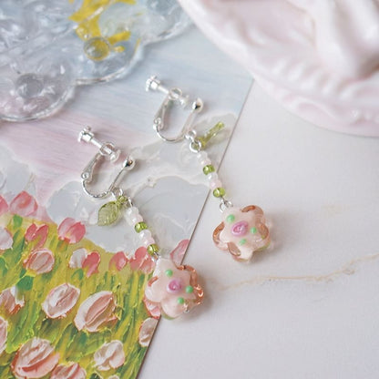 Earring Floral Dangle Alloy