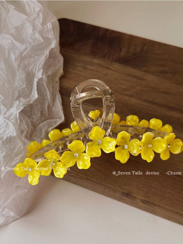 Claw Floral Rhinestone Hair