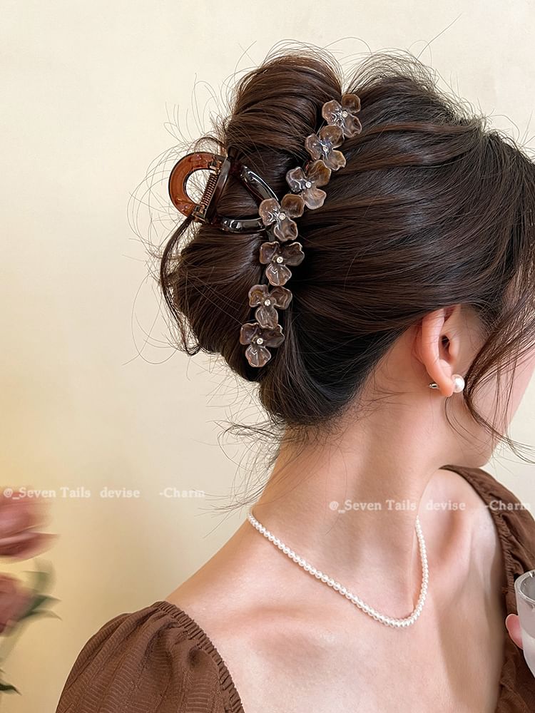 Claw Floral Rhinestone Hair