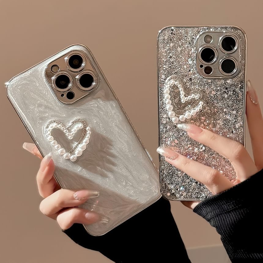 Pearl Heart Phone Case Faux
