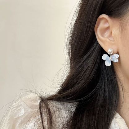 / Pearl Drop Crystal Alloy Butterfly Floral Earring Faux