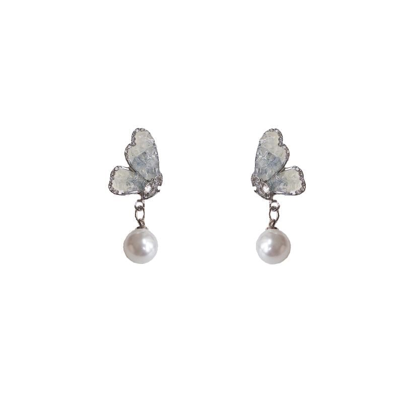 / Pearl Drop Crystal Alloy Butterfly Floral Earring Faux