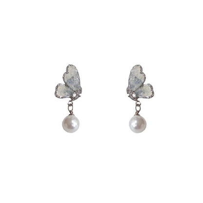 / Pearl Drop Crystal Alloy Butterfly Floral Earring Faux