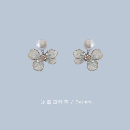 / Pearl Drop Crystal Alloy Butterfly Floral Earring Faux