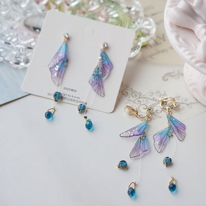 Crystal Earring Alloy Butterfly Dangle Faux