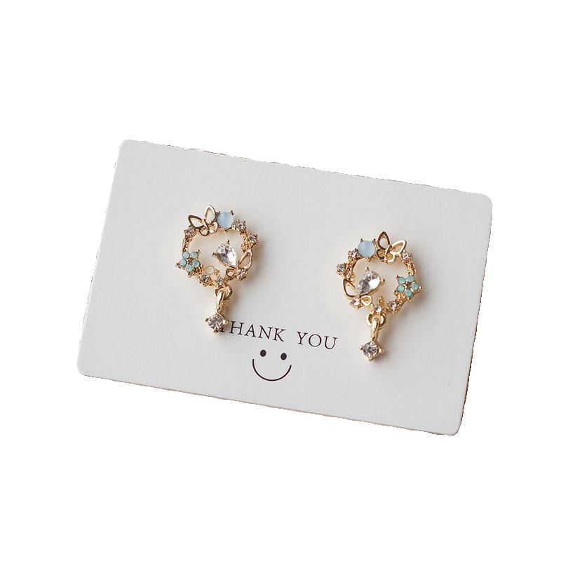 Drop Earring Butterfly Rhinestone Alloy