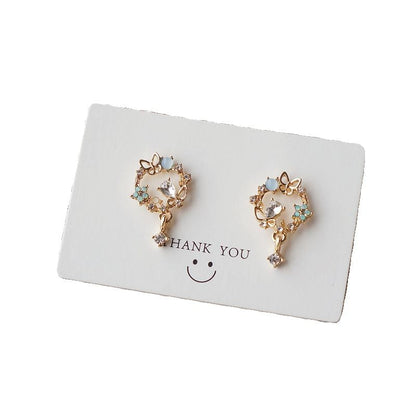 Drop Earring Butterfly Rhinestone Alloy