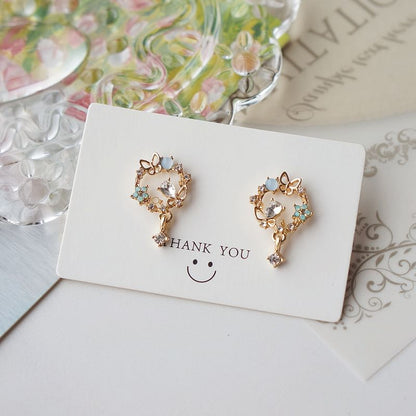 Drop Earring Butterfly Rhinestone Alloy