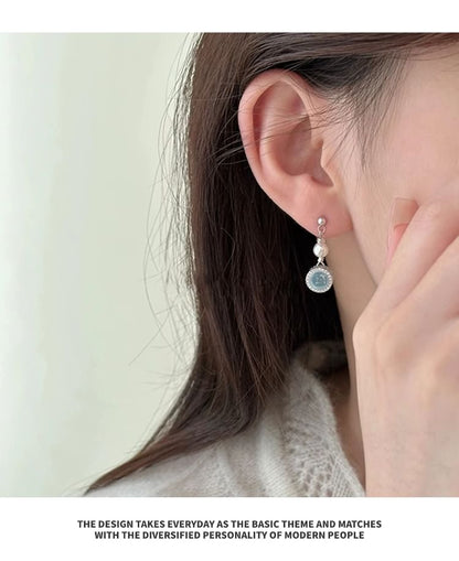 Faux Pearl Earring Rhinestone Drop