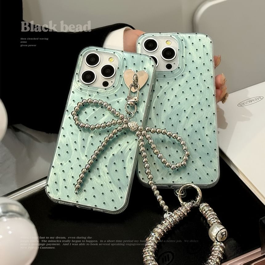 Dot Polka Case Phone Set / Charm Strap