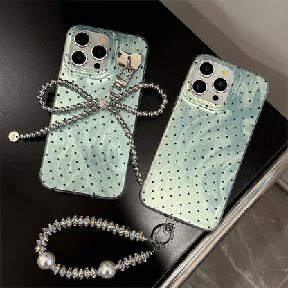 Dot Polka Case Phone Set / Charm Strap