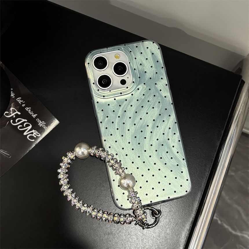Dot Polka Case Phone Set / Charm Strap