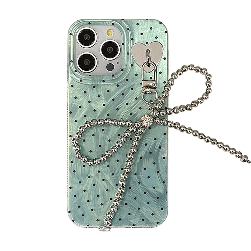 Dot Polka Case Phone Set / Charm Strap