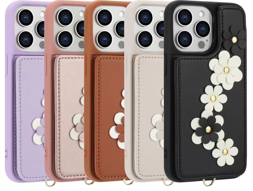 Phone Case Leather Faux Floral