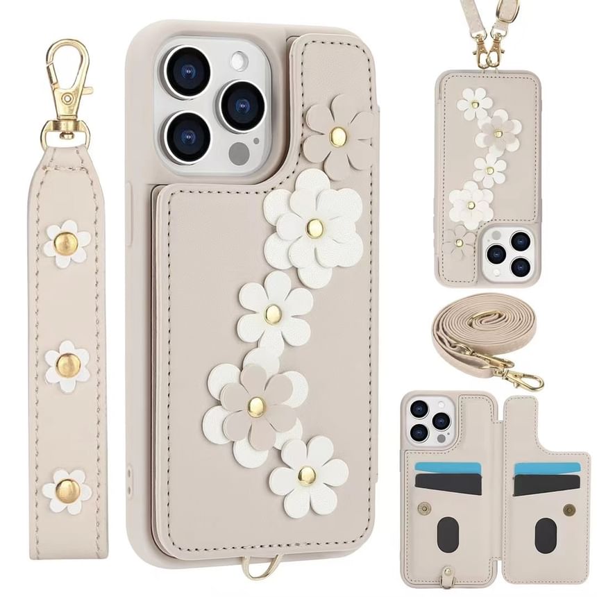 Phone Case Leather Faux Floral