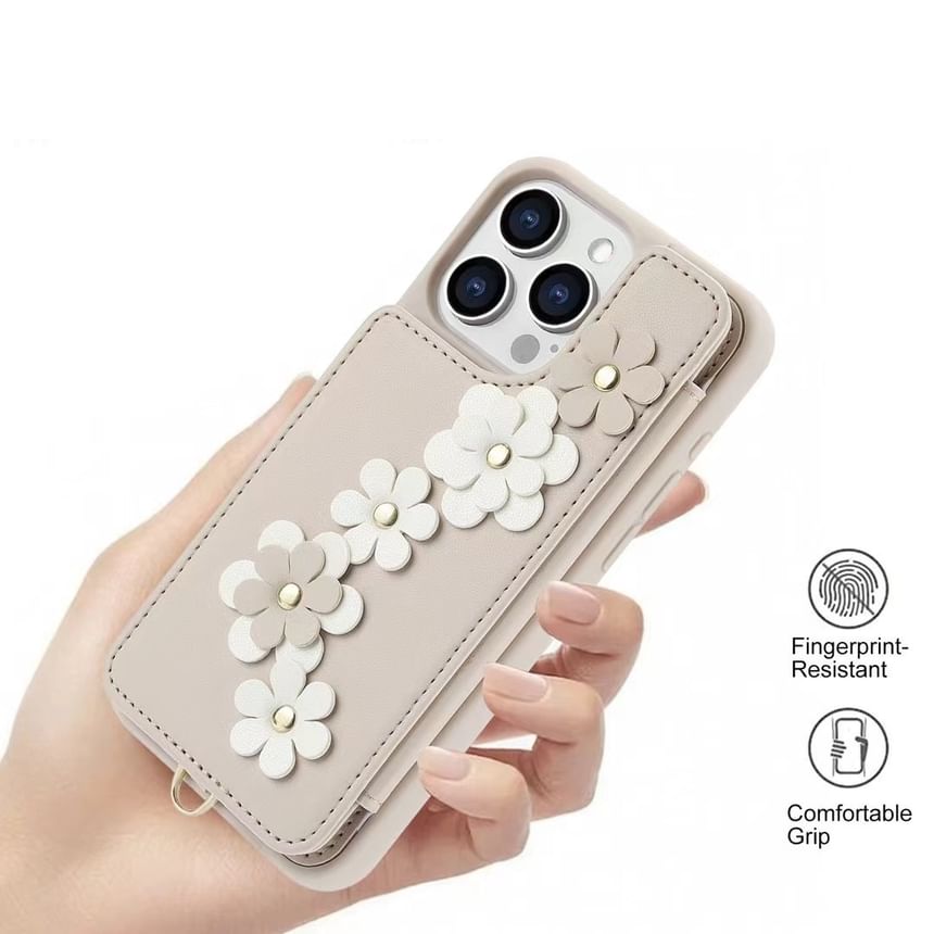 Phone Case Leather Faux Floral