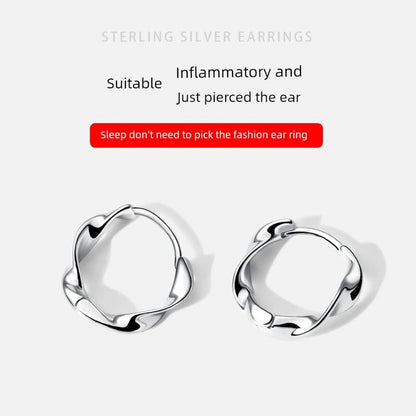 Sterling Earring Wavy Silver Hoop