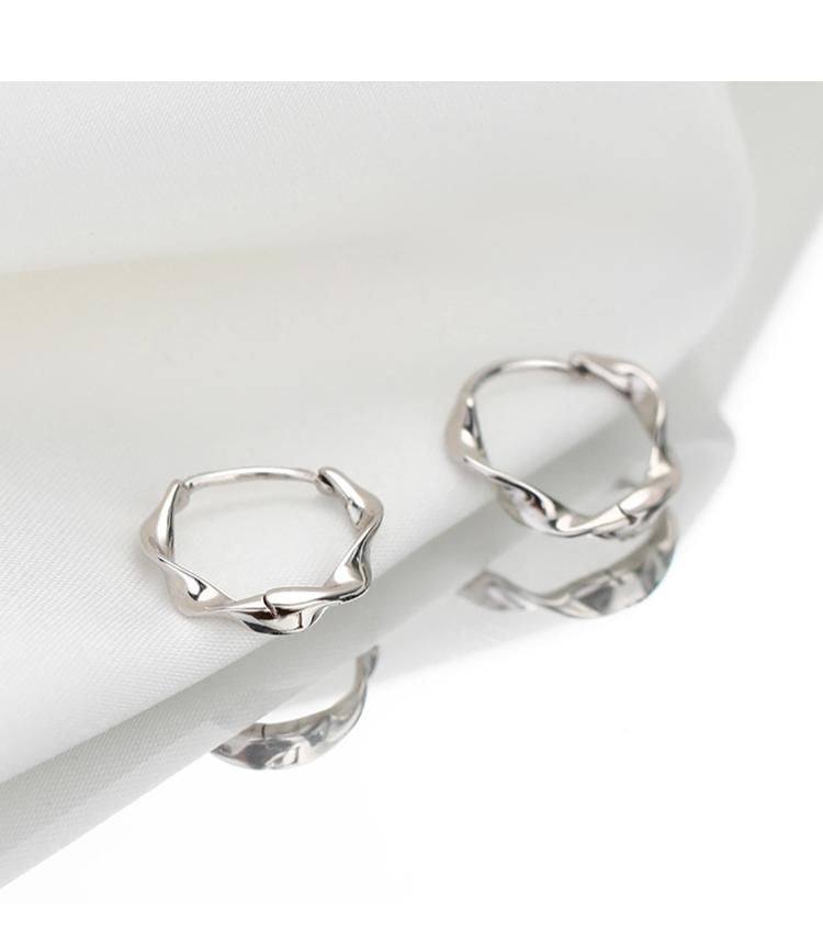 Sterling Earring Wavy Silver Hoop