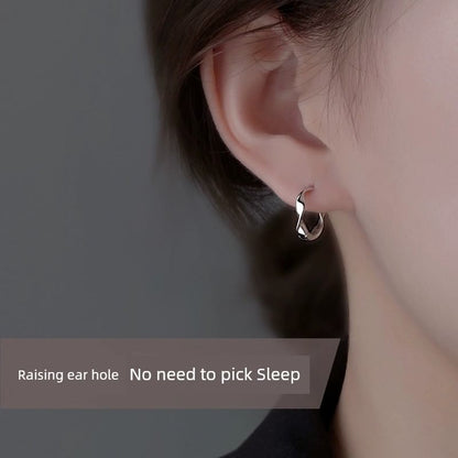 Sterling Earring Wavy Silver Hoop