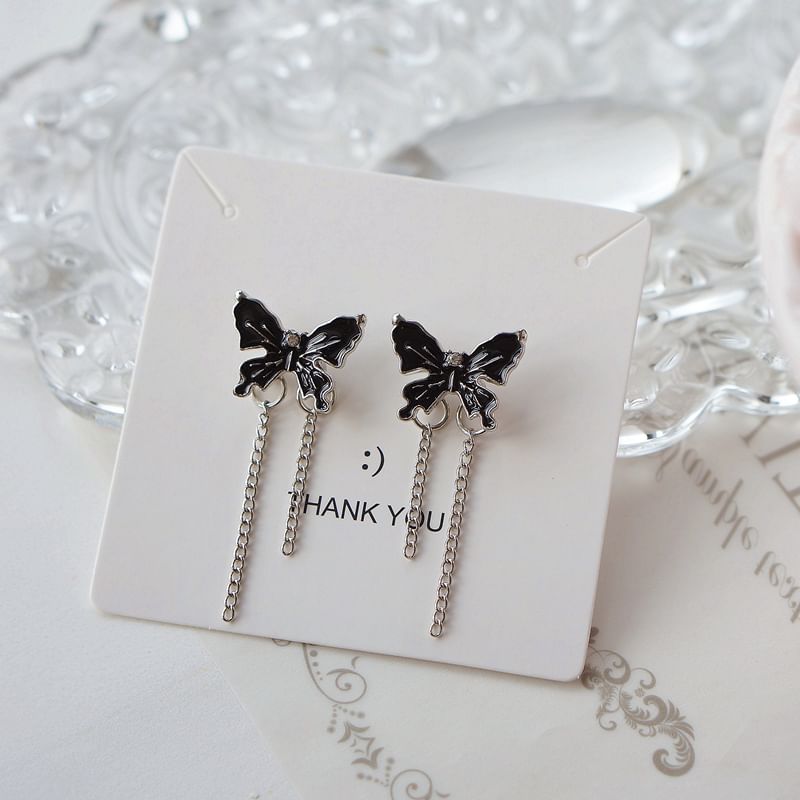 Drop Earring Enamel / Clip Butterfly On