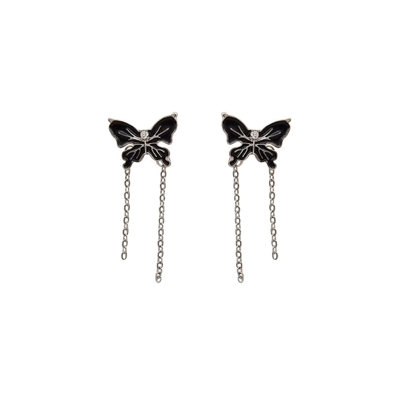 Drop Earring Enamel / Clip Butterfly On