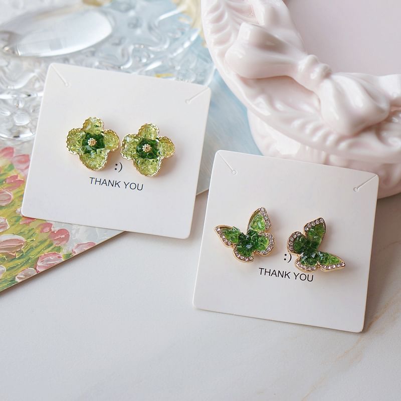 On Clip Flower Butterfly Stud / Earring