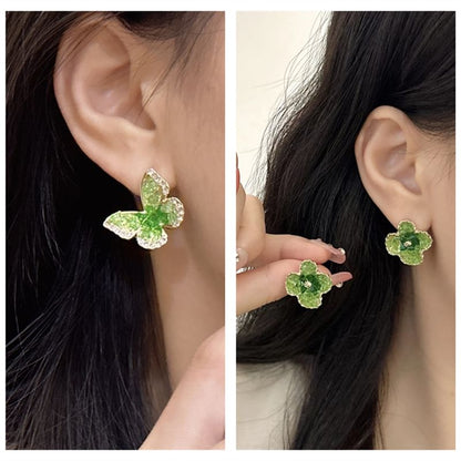 On Clip Flower Butterfly Stud / Earring