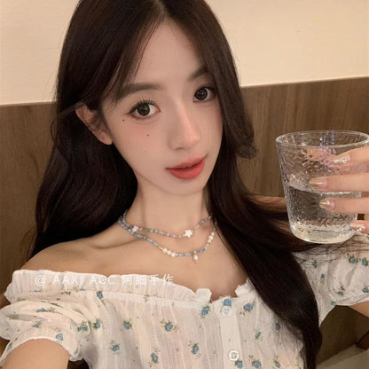 Necklace Star Beaded Pearl Faux /