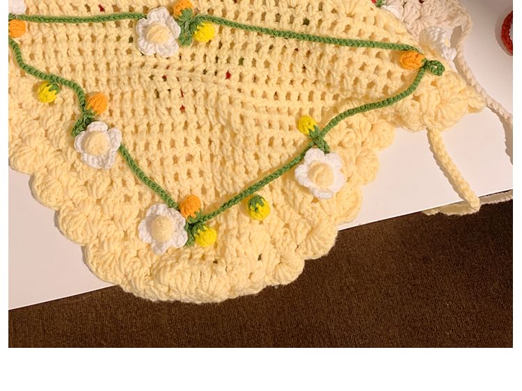 Bonnet / Floral Crochet Tie Hair Hat
