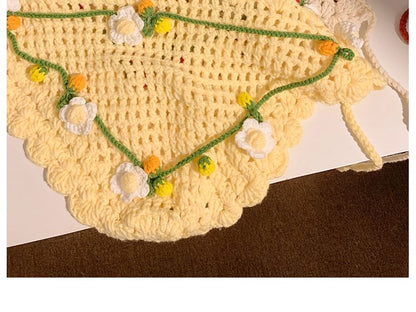 Bonnet / Floral Crochet Tie Hair Hat