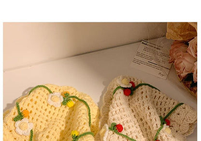 Bonnet / Floral Crochet Tie Hair Hat