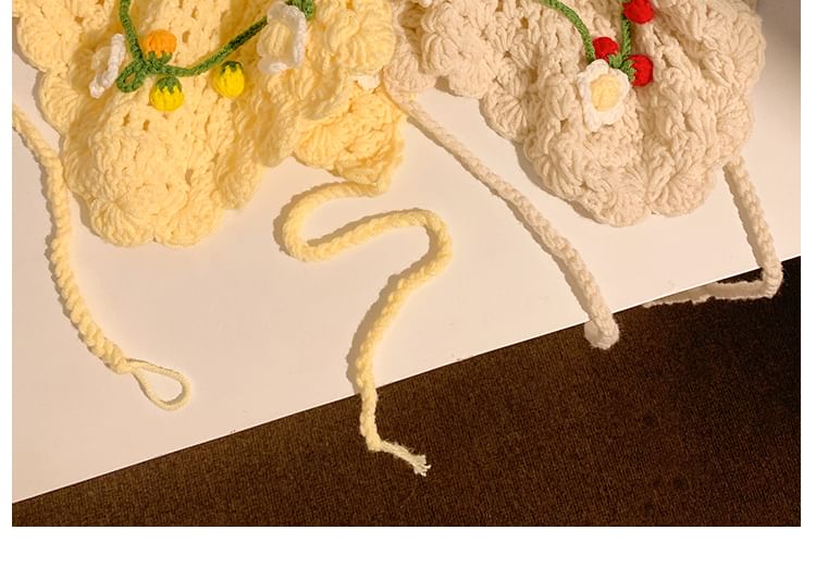 Bonnet / Floral Crochet Tie Hair Hat