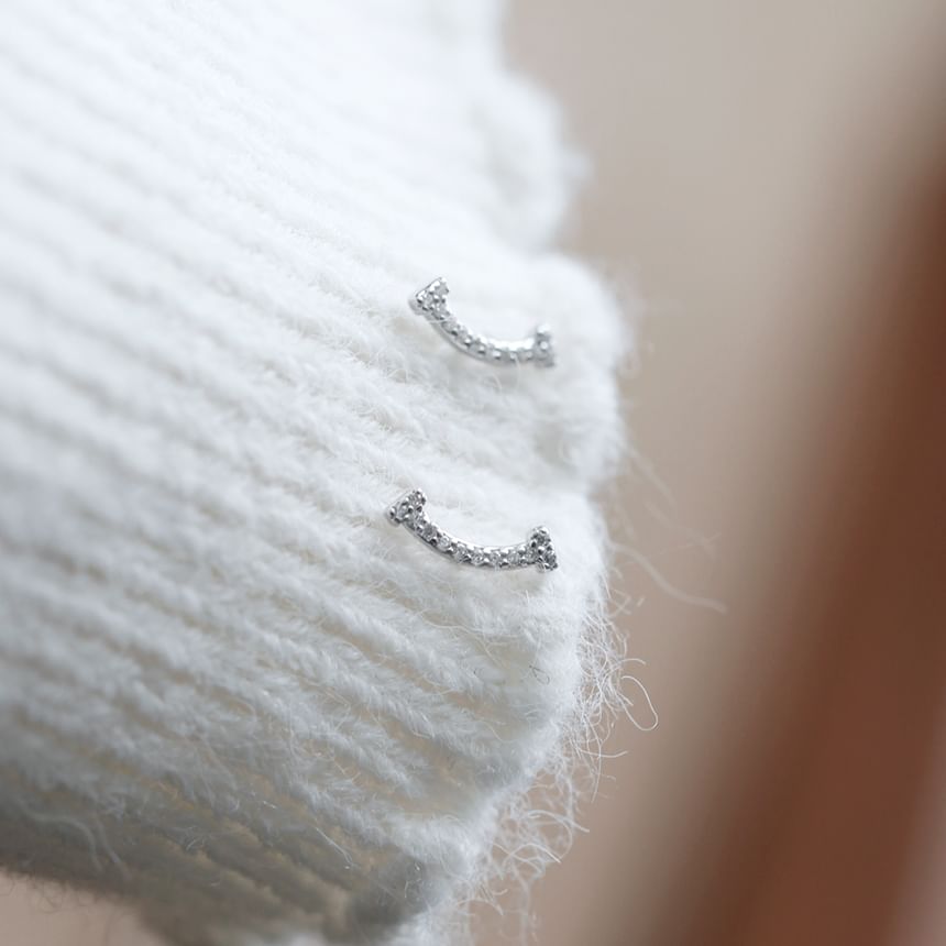 Sterling Stud Rhinestone Silver Earring