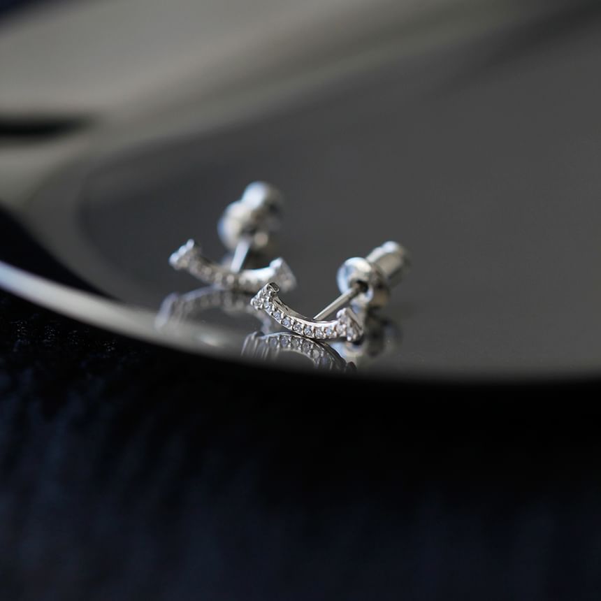 Sterling Stud Rhinestone Silver Earring