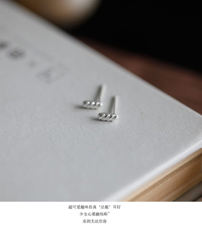 Earring Silver Sterling Baguette Stud