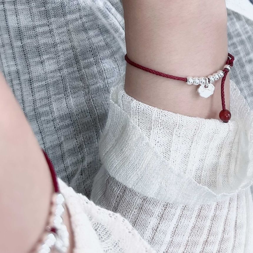 Beaded Rope / Anklet Bracelet Silver