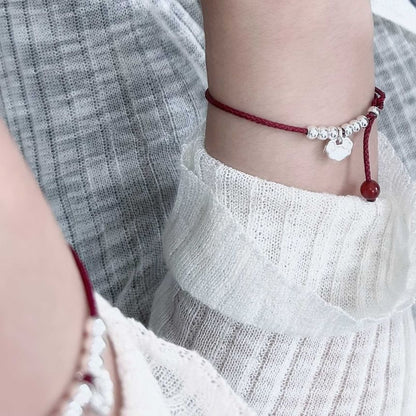 Beaded Rope / Anklet Bracelet Silver