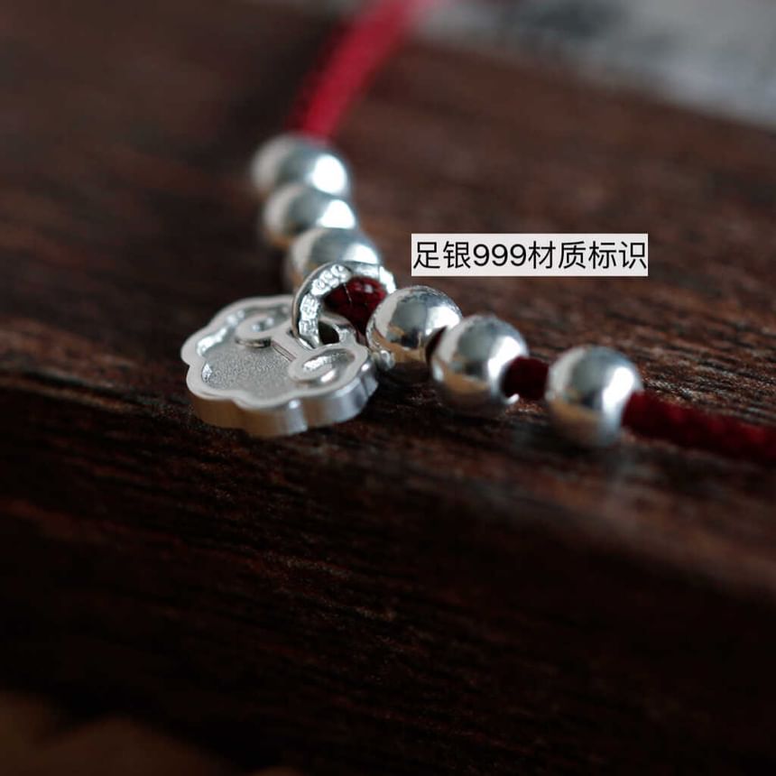 Beaded Rope / Anklet Bracelet Silver