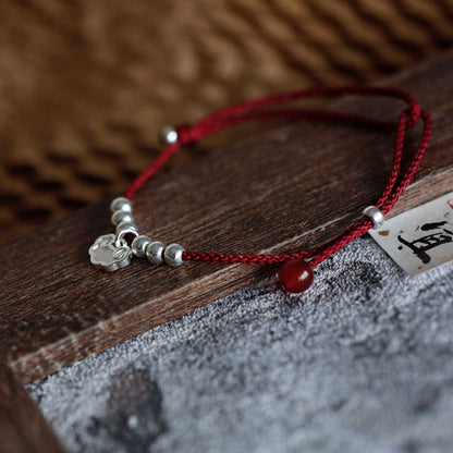 Beaded Rope / Anklet Bracelet Silver