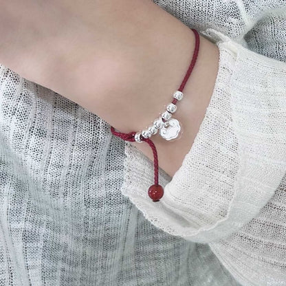 Beaded Rope / Anklet Bracelet Silver